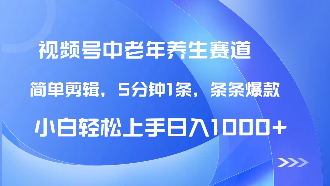 DeepSeek+既梦做视频号中老年养生赛道，条条爆款5分钟1条，轻松日入1000+_北创网