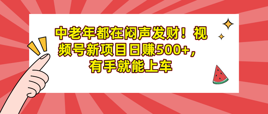 中老年都在闷声发财！视频号新项目日赚500+，有手就能上车_北创网