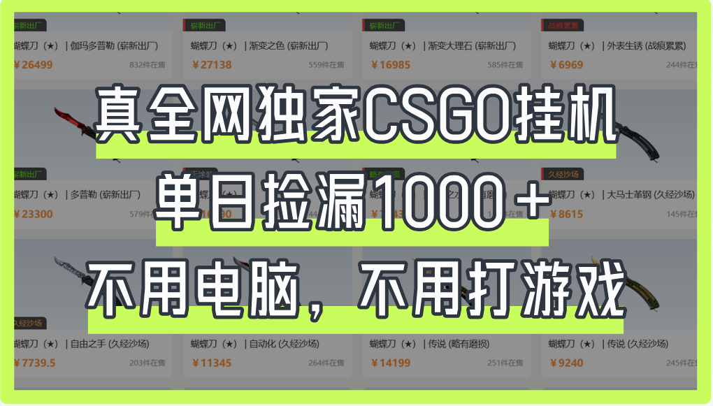 真全网独家CSGO挂机，单日捡漏1000+_北创网