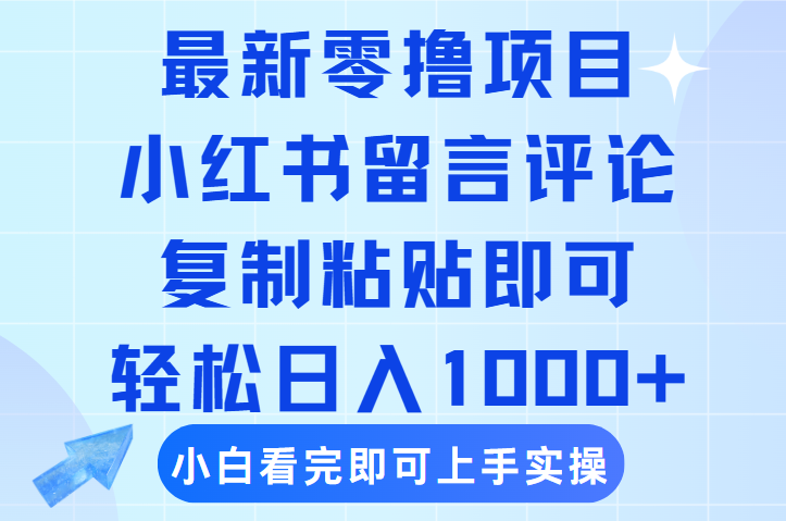 最新零撸小项目，小红书留言评论，复制粘贴即可赚钱，轻松日入1000+_北创网