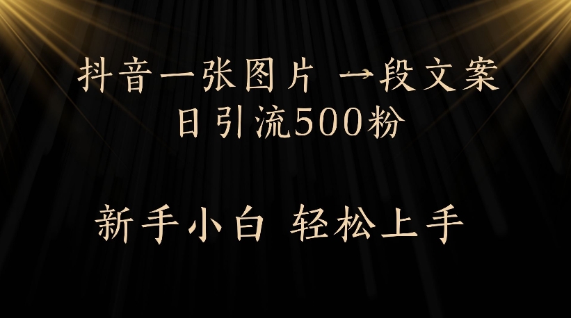 抖音一张图片，一段文案日引流500粉，新手小白 轻松上手_北创网