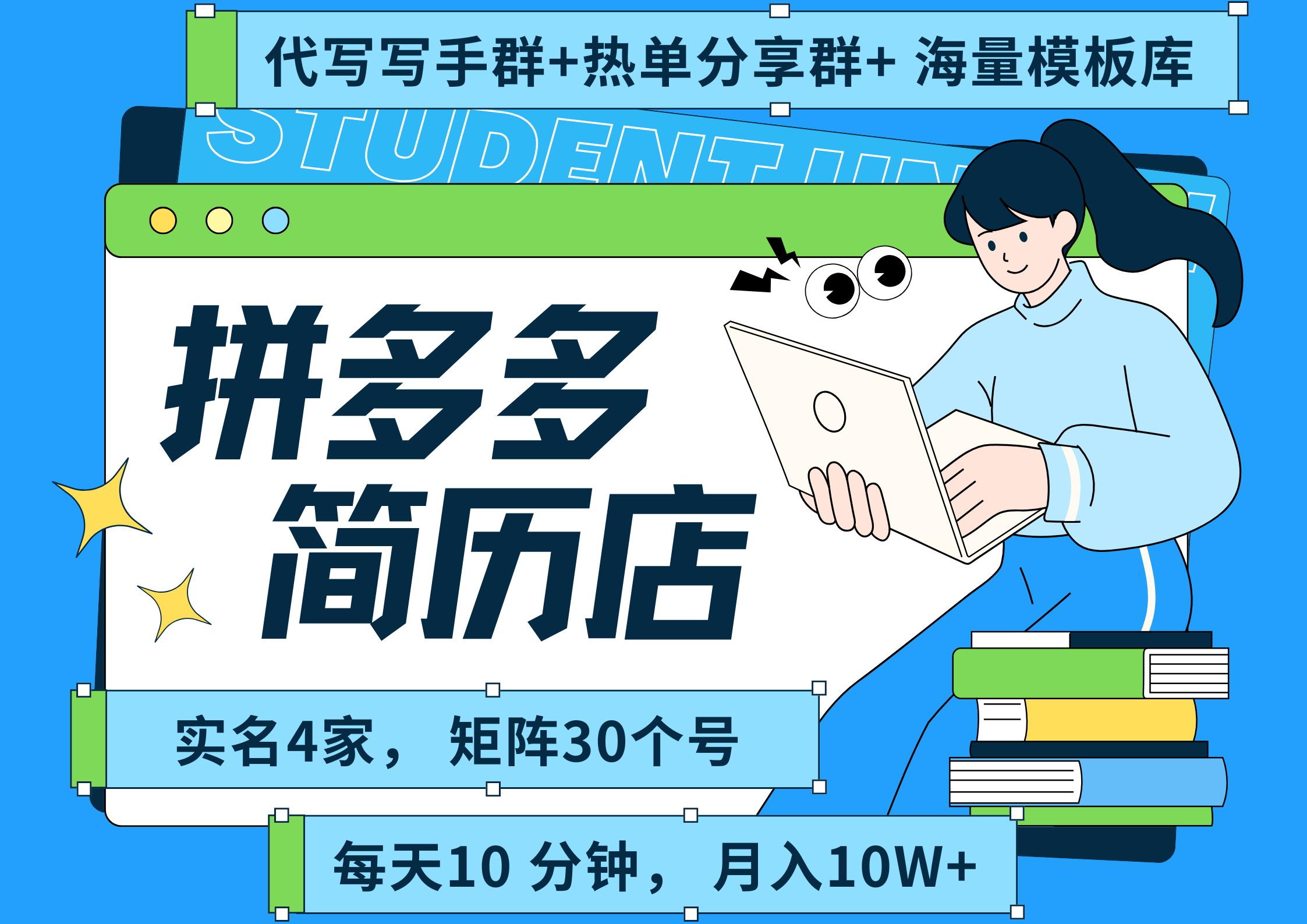 拼多多 虚拟资料 简历 海报代写 全SOP流程 毫无保留分享（含后端资料以及代写渠道）每天十分钟 每人实名四个店  矩阵30个账号  轻轻松松 月入10W_北创网