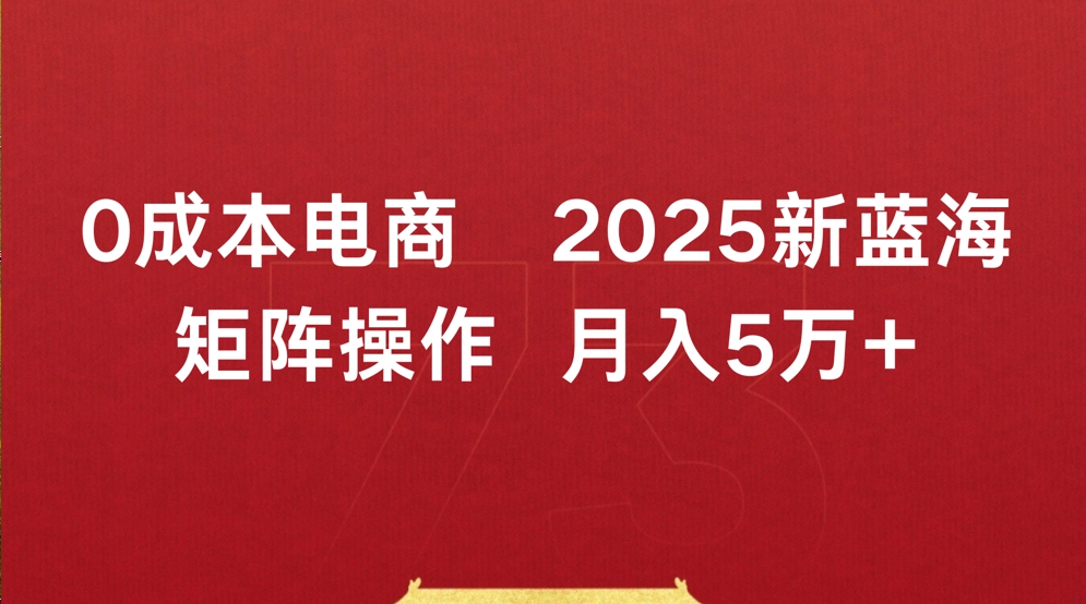 0成本电商2025新蓝海矩阵操作 月入5万+_北创网