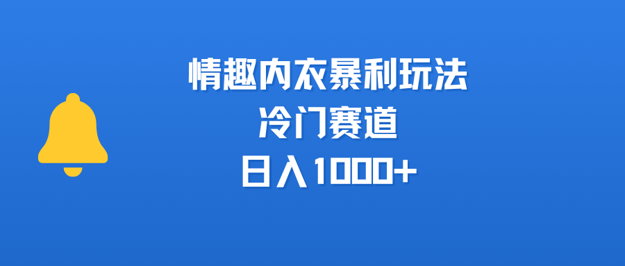 情趣内衣暴利玩法，冷门赛道，日入1000+_北创网