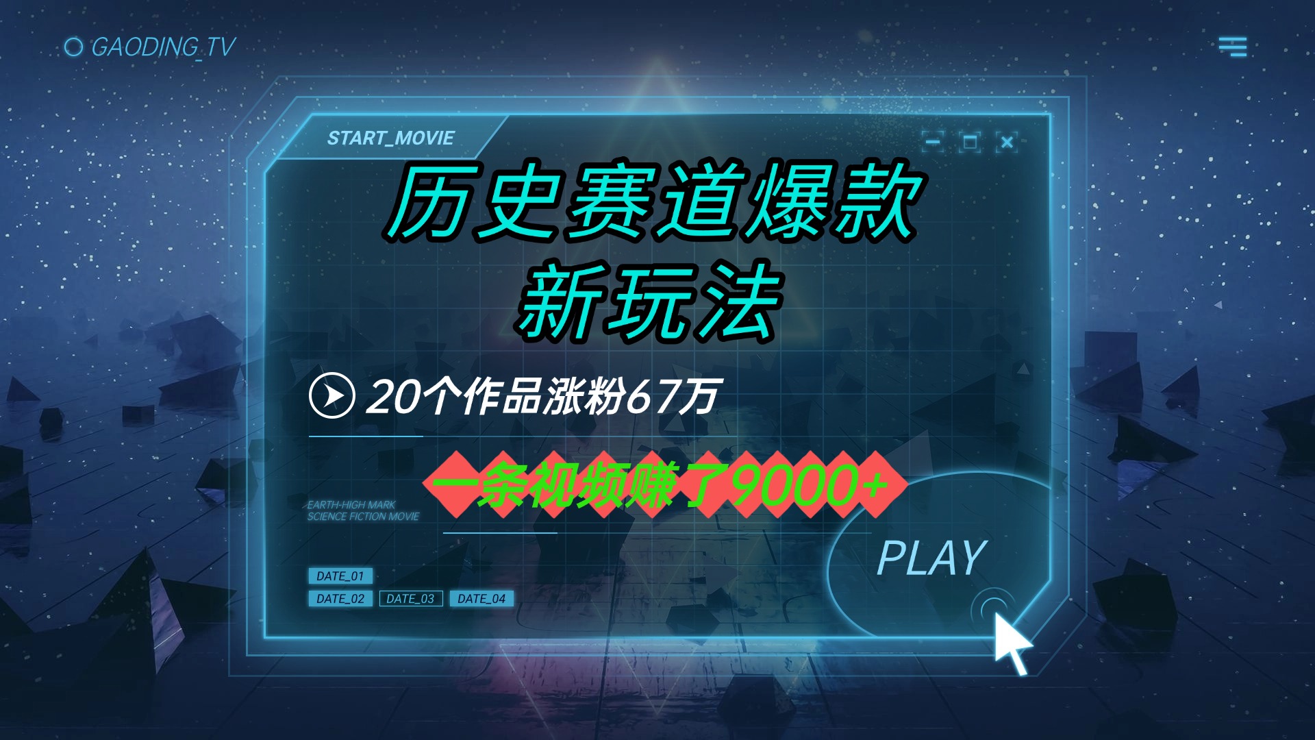 20个作品涨粉67万，一条视频赚了9000+，历史赛道爆款新玩法_北创网