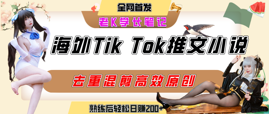海外tiktok小说推文暴力项目，高停留率，高转化率，上手后一天搞顿饭钱不是问题_北创网