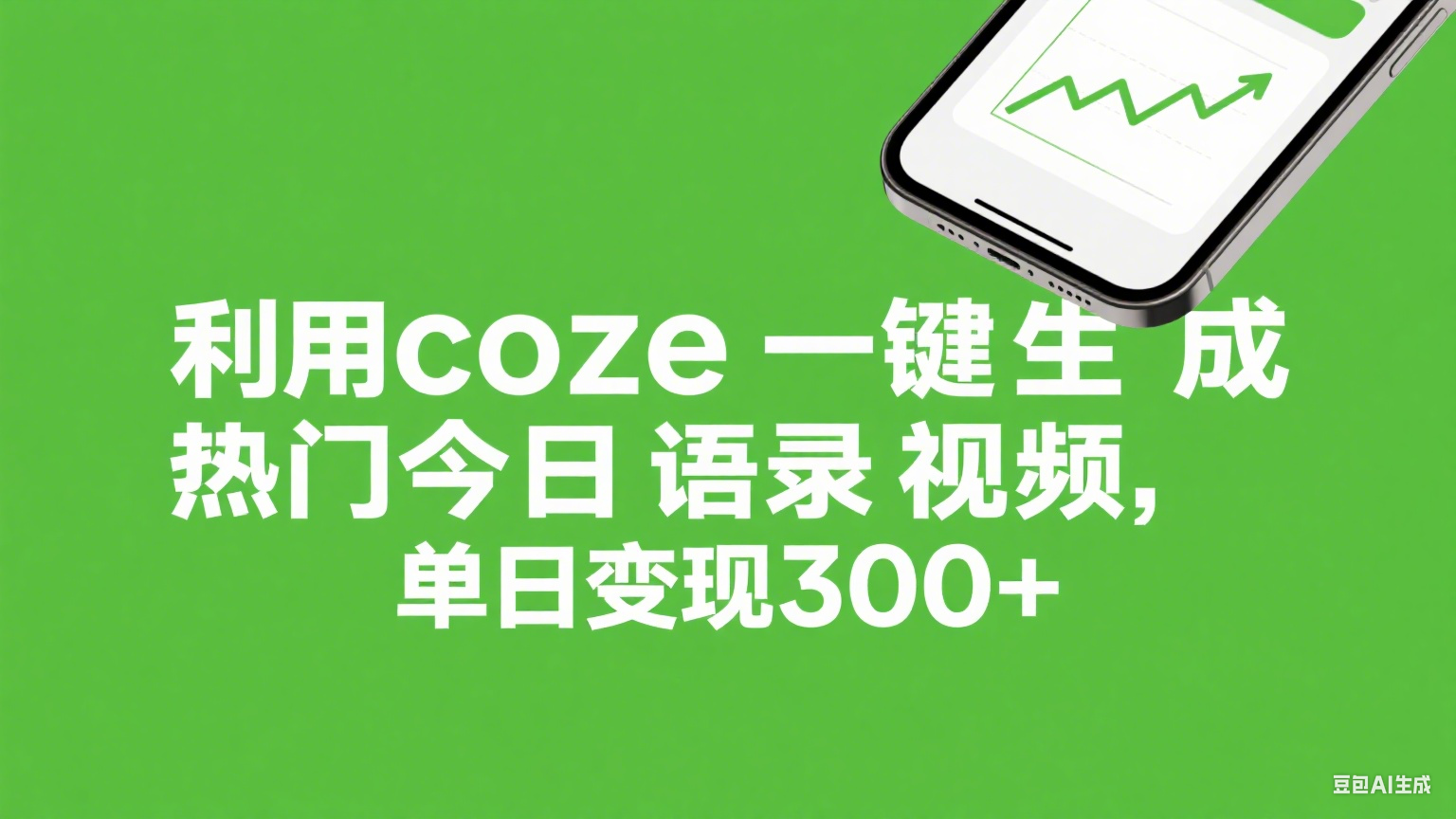 利用coze一键生成热门今日语录视频，单日变现300+_北创网