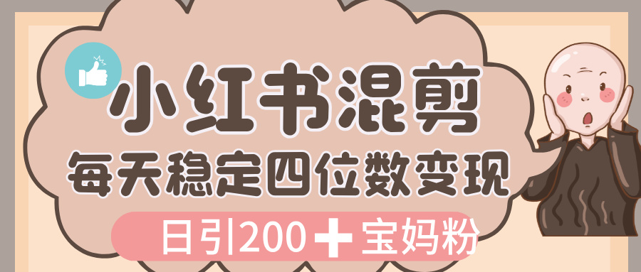 价值 3980 的小红书混剪， 虚拟变现，日引 200+宝妈创业粉，每天稳定四位数变现_北创网