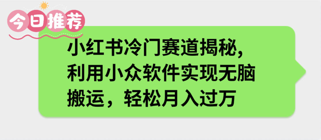 小红书冷门赛道揭秘,利用小众软件实现无脑搬运，轻松月入过万_北创网