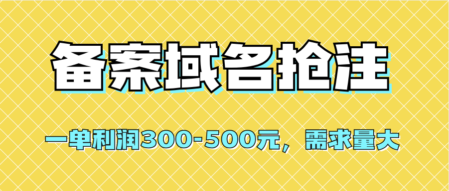 【全网首发】备案域名抢注，一单利润300-500元，需求量大_北创网