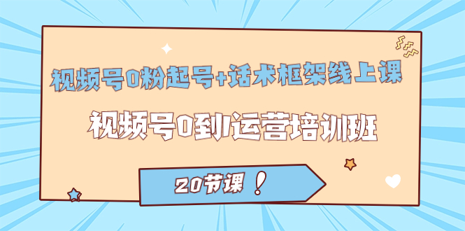 视频号·0粉起号 话术框架线上课：视频号0到1运营培训班（20节课）_北创网
