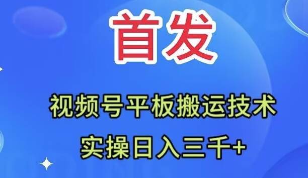 全网首发：视频号平板搬运技术，实操日入三千＋_北创网