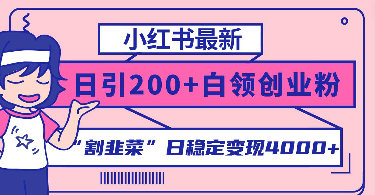 小红书最新日引200 创业粉”割韭菜“日稳定变现4000 实操教程！_北创网