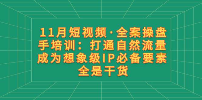 11月短视频·全案操盘手培训：打通自然流量 成为想象级IP必备要素 全是干货_北创网