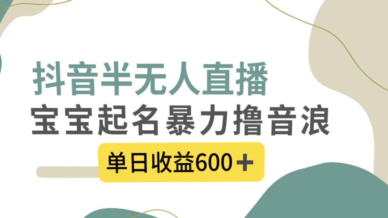 抖音半无人直播，宝宝起名，暴力撸音浪，单日收益600_北创网