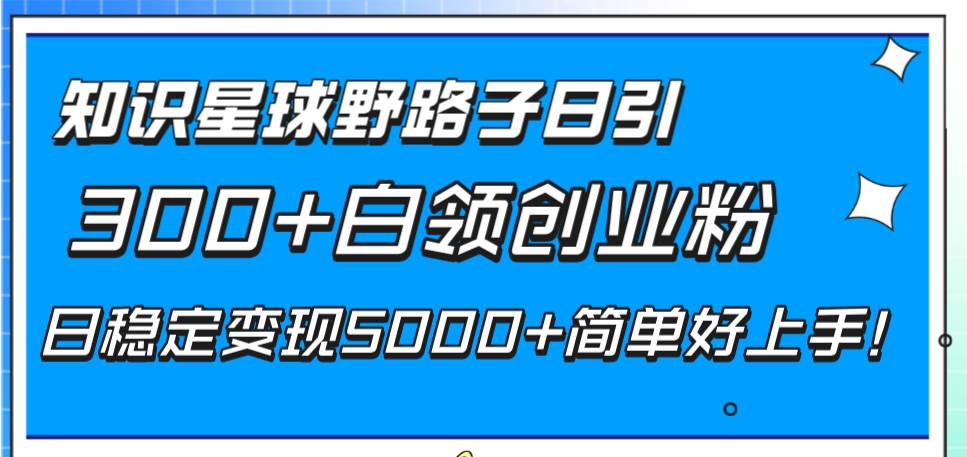 知识星球野路子日引300 白领创业粉，日稳定变现5000 简单好上手！_北创网
