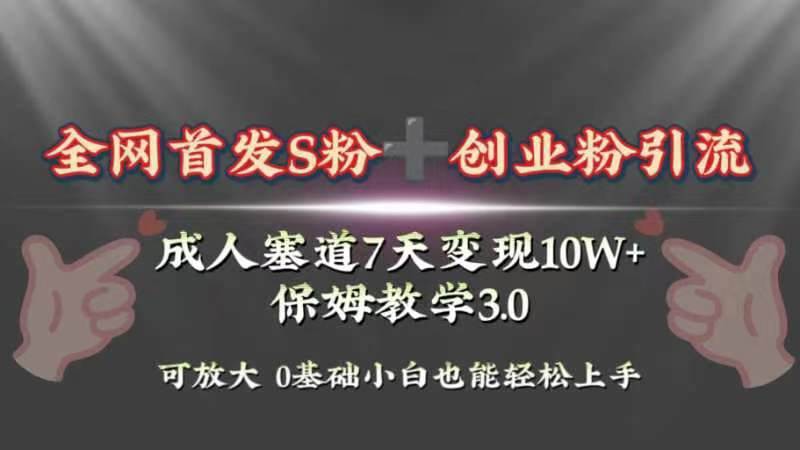 全网首发s粉加创业粉引流变现，成人用品赛道7天变现10w 保姆教学3.0_北创网